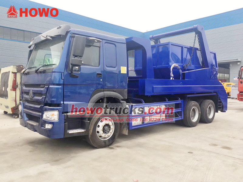 Howo 6x4 swing arm garbage truck for shipment