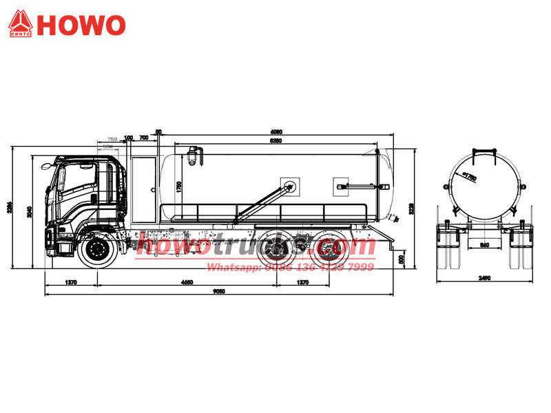 HOWO 6×4 septic tank truck drawing